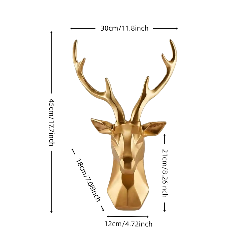 Modern Geometric Gold Deer Head Wall Decor - Resin Sculpture for Living Room & Entryway
